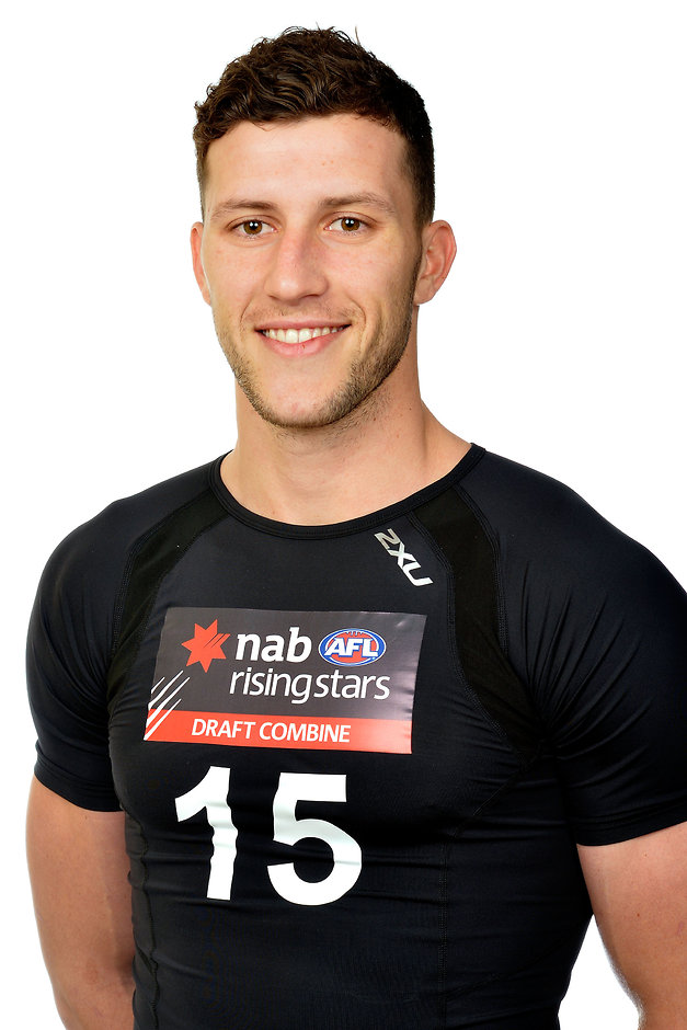 AFL 2015 Media - NAB AFL State Draft Combine Headshots PERTH, AUSTRALIA - OCTOBER 17: Sam Menegola poses for a photograph during the 2015 NAB AFL Draft Combine Headshot session on October 17, 2015. (Photo by AFL Media)